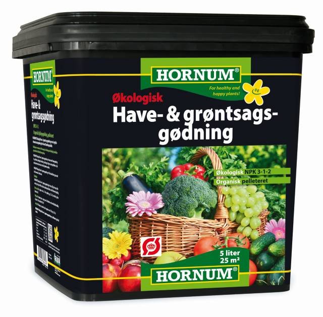HORNUM Økologisk Have- og Grøntsagsgødn. 5 l. spand