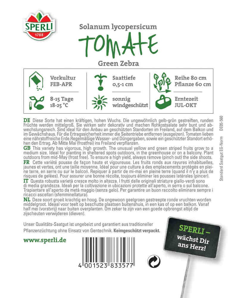 Tomatfrø - Green Zebra - Sperli