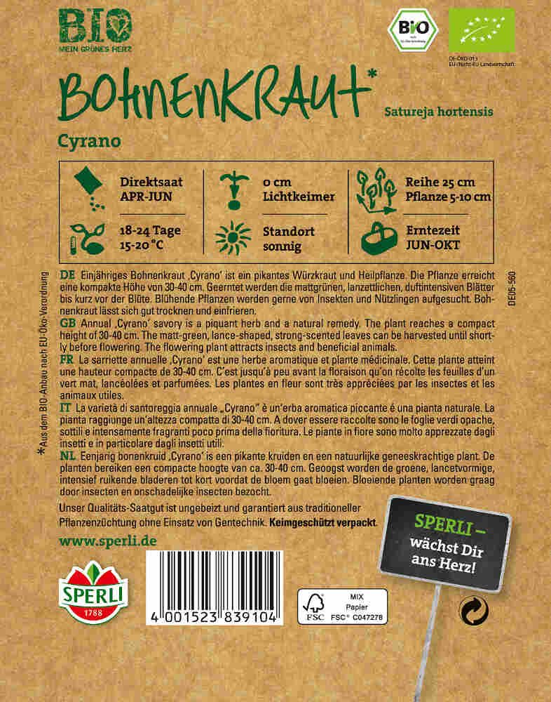 Bønneurtfrø - Økologiske - Bohnenkraut