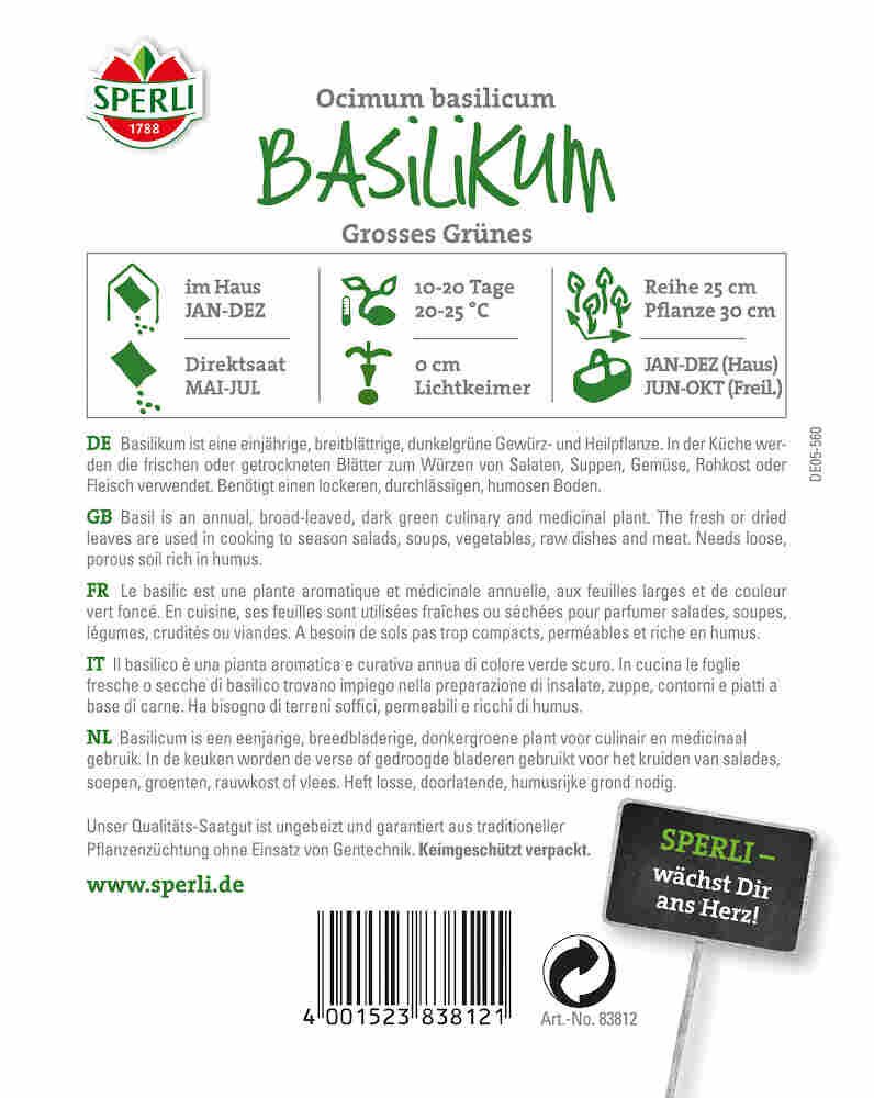 Basilikumfrø - Grosses Grünes