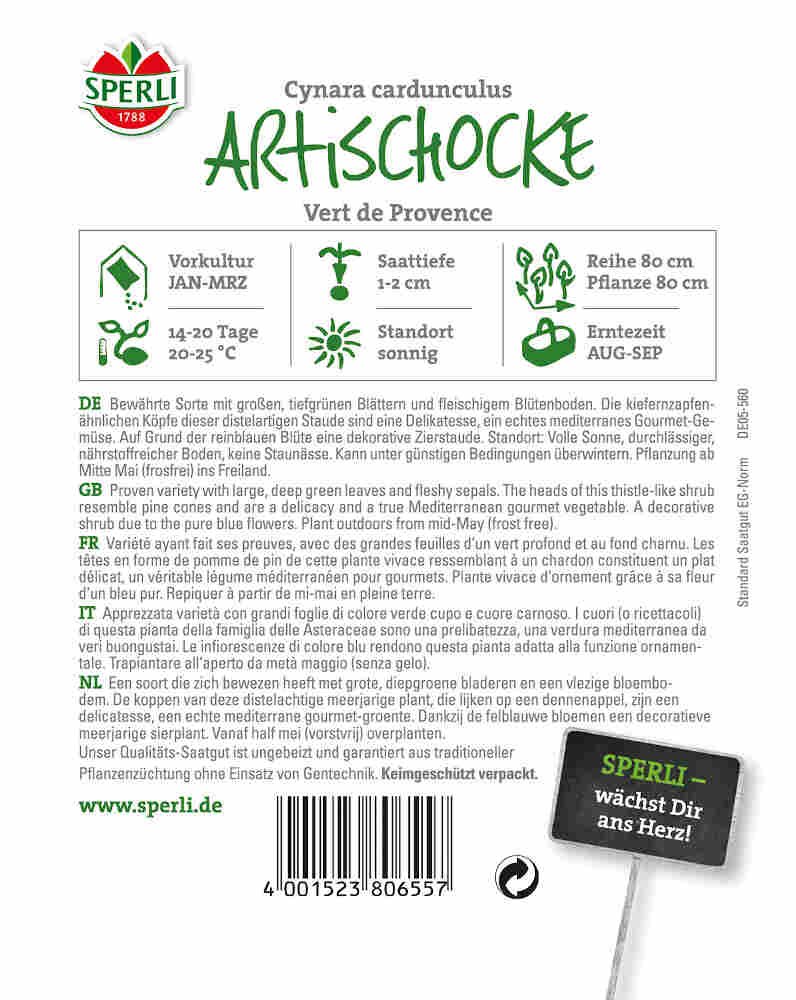 Artiskokfrø - Sperli -Artischocke Vert de Provence