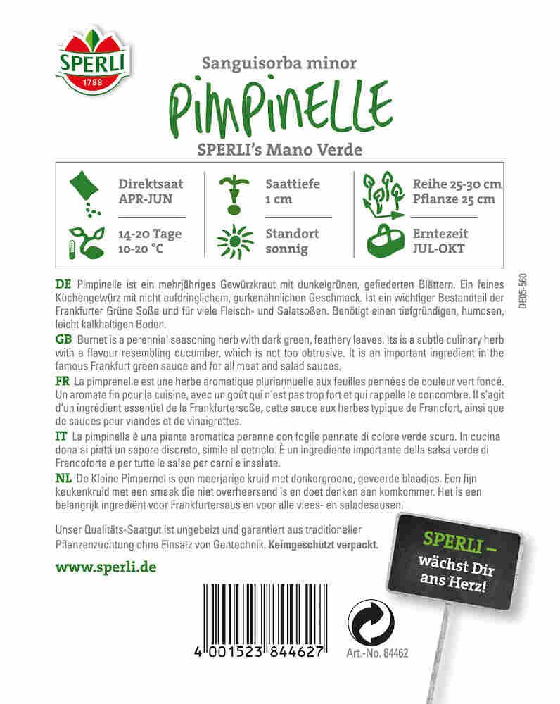 Pimpernellefrø - SPERLI's Mano Verde